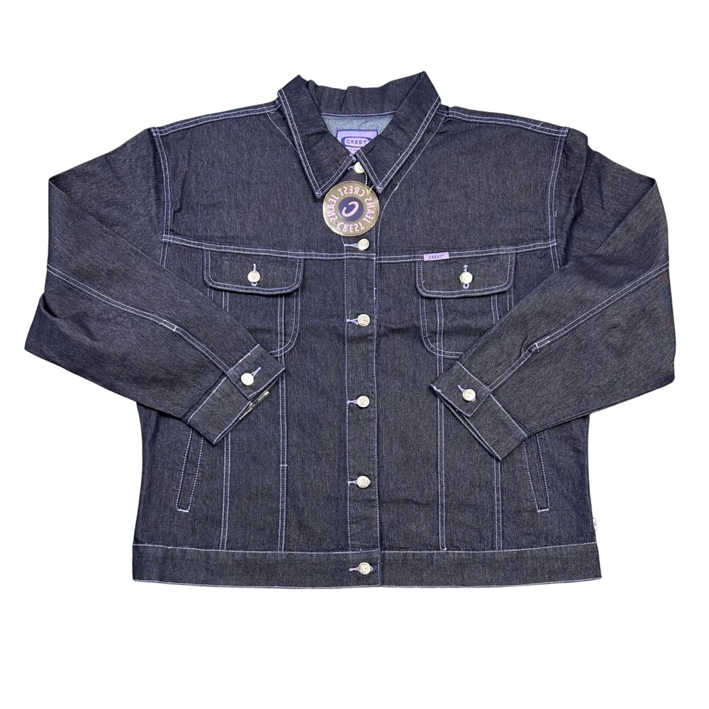 CREST JEANS USA Vintage Dark Wash‎ Denim Jacket Classic Trucker Style 2XL